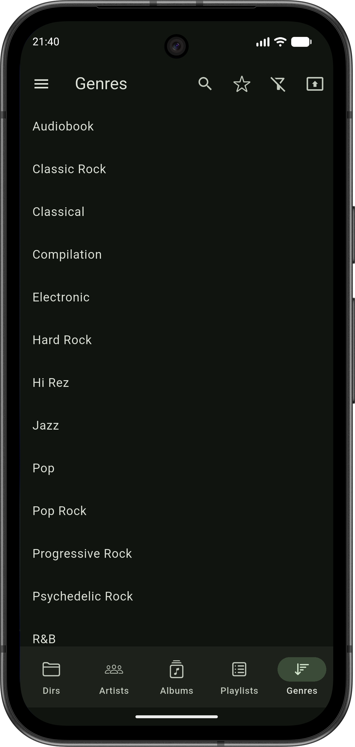 Playlists view